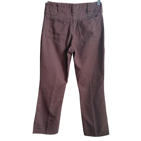 27x31 Vintage Wrangler Herringbone Bootcut Jeans 1970's Twill Hippie Flare Brown - Picture 1 of 6